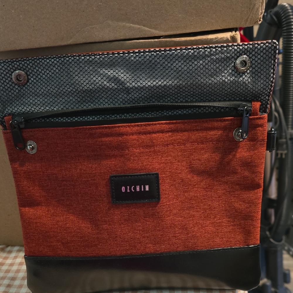 Men's Rust and Black Messenger Bag